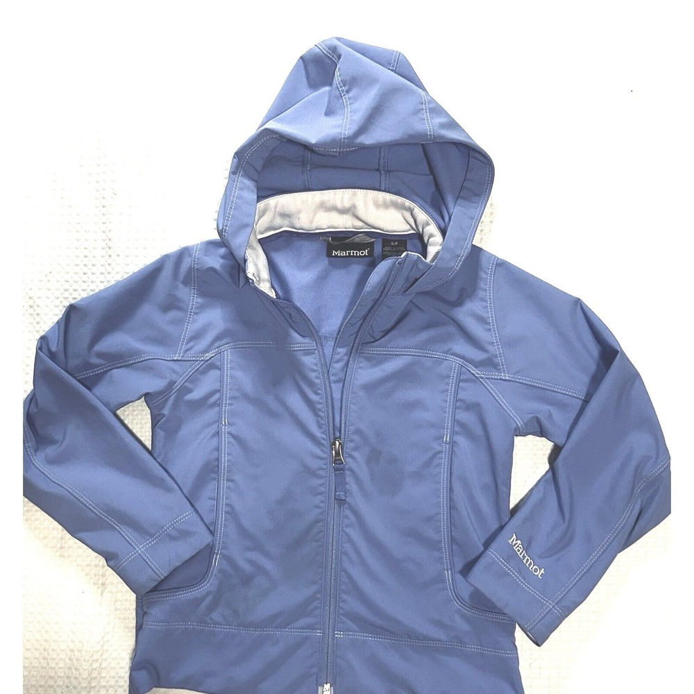 Marmot Full‎ Zip Windbreaker Rain Jacket Hooded Lt Purple Youth Girls Size SMALL
